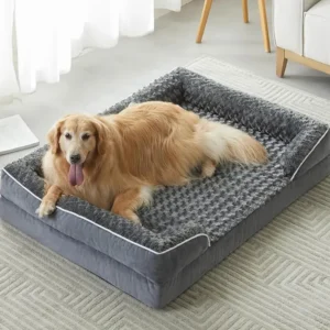 Large Orthopedic Plush Dog Bed - Removable Washable Cover, Dark Gray, Deluxe Memory Foam Pet Bed with Non-Slip Bottom & Bonus Accessories - Luxury Comfort for Large Dogs
